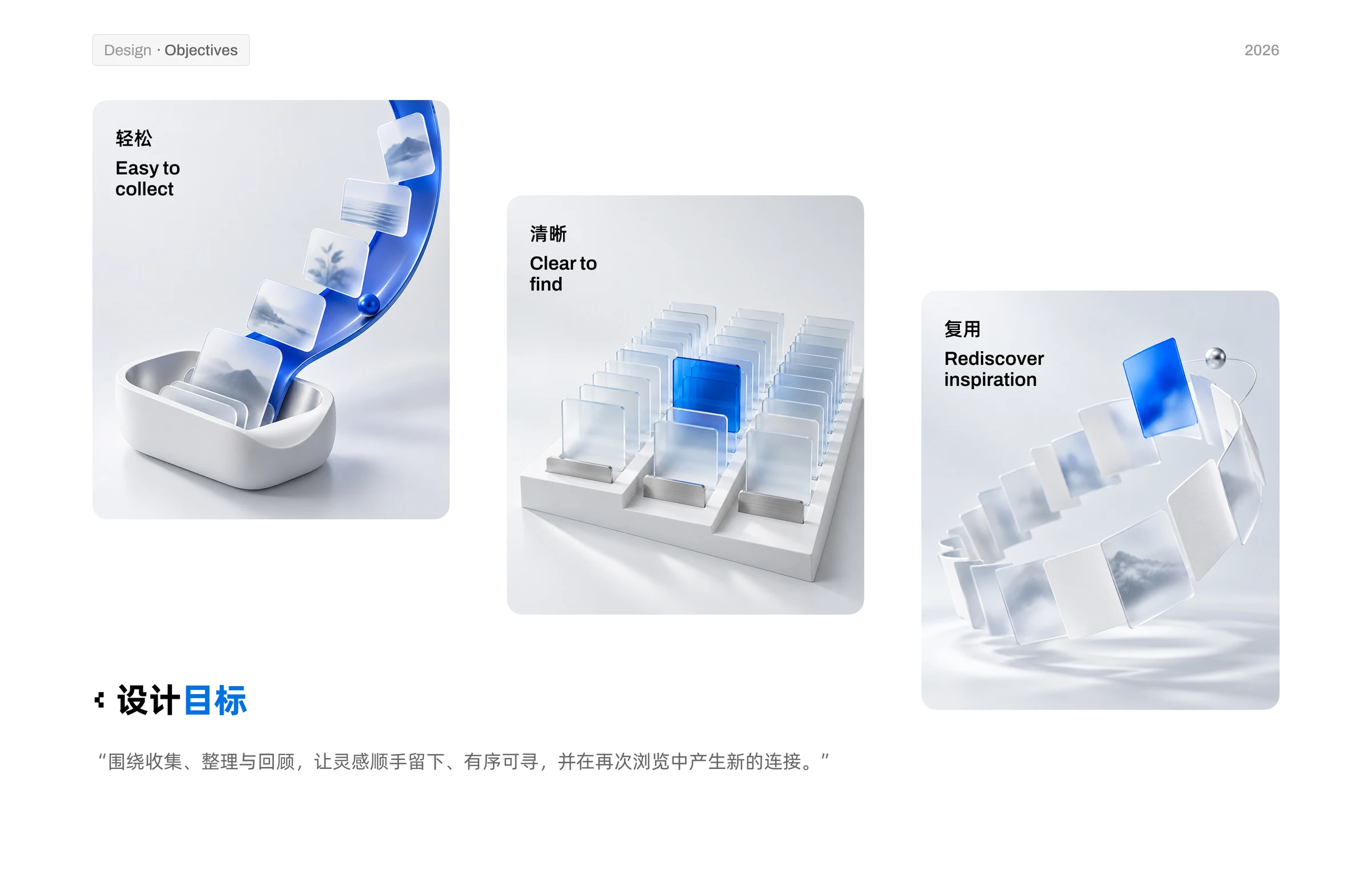 Design goals: easy collection, clear discovery, and inspiration reuse